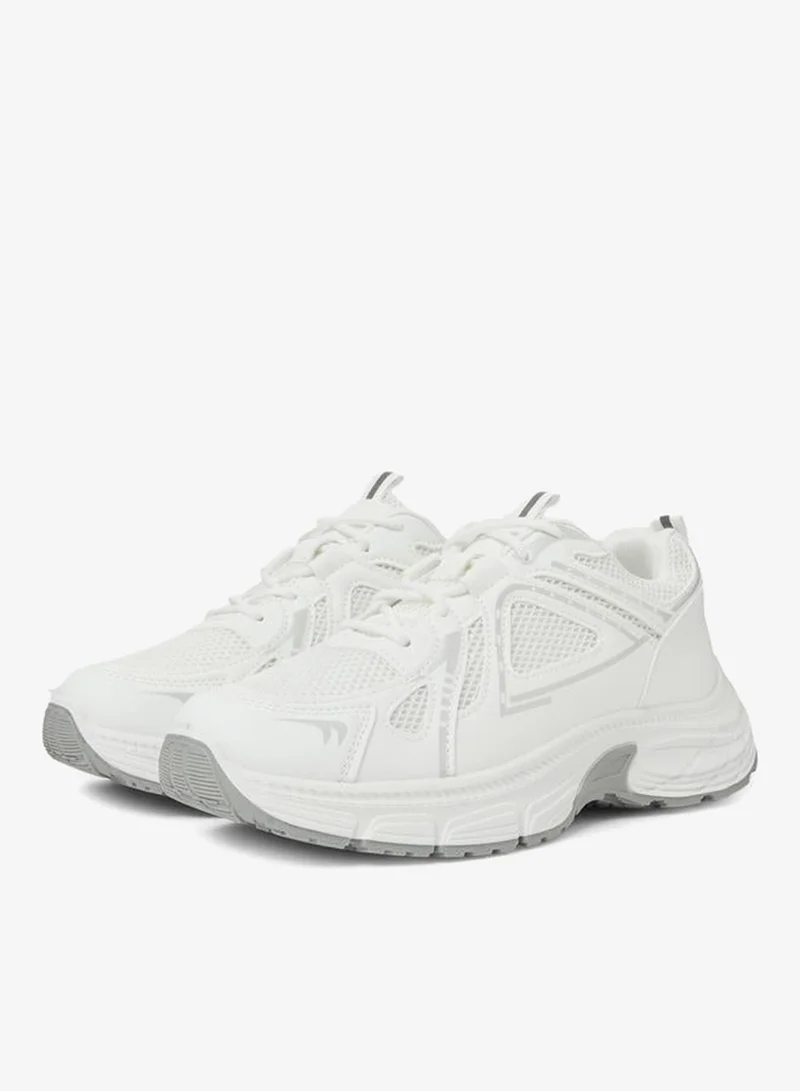 Take Two White Mesh Upper lace-up Thick Sole sneakers