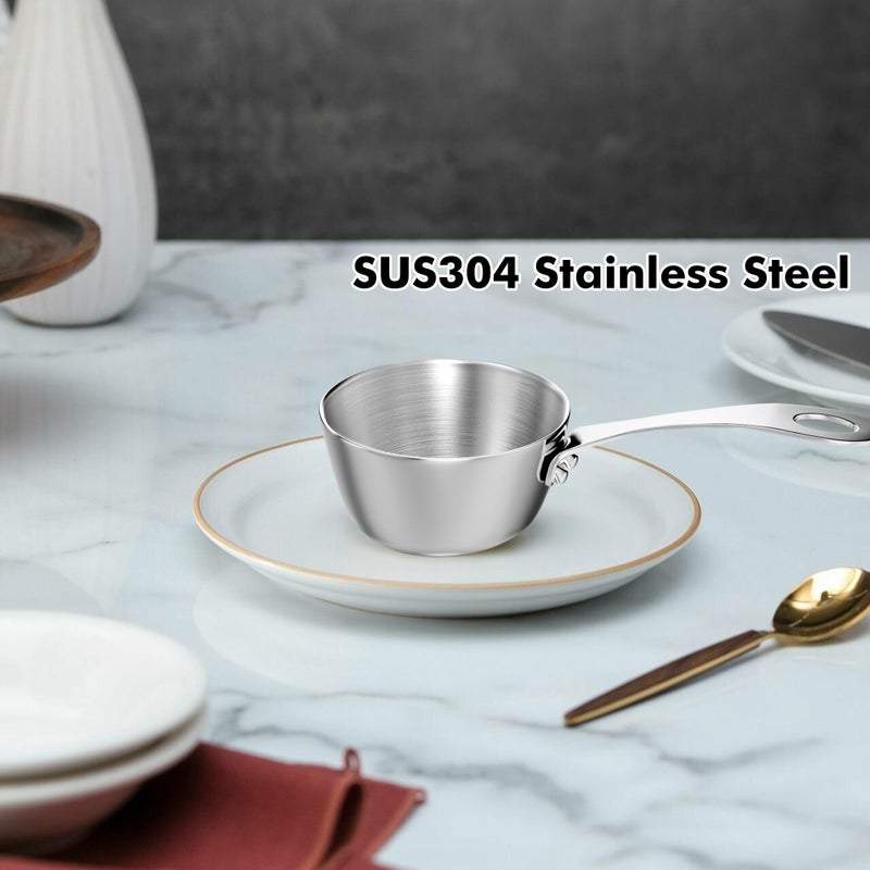 Macevia Mini Sauce Pan,18/10 Stainless Steel Butter Warmer Small Pot Cooking with Handle, Multipurpose Use for Home Kitchen or Restaurant (5oz/150ml) - Silver - Image 5