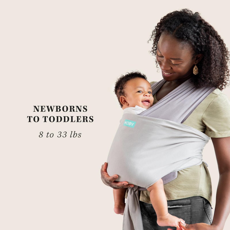 Moby Baby Wrap Carrier Easy-Wrap for Newborns to Toddlers (8-33lbs), Infant Sling Carrier, Lightweight & Hands Free Design for Mom and Dad, Adjustable for All Body Types (Smoked Pearl) - Image 5
