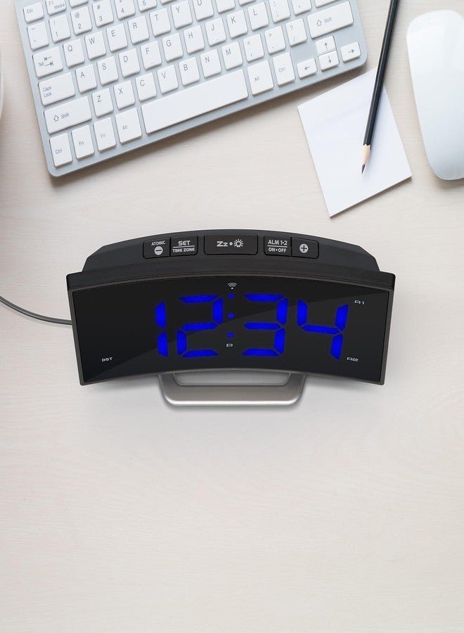 La Crosse Technology Curved Blue LED Atomic Dual Alarm Clock, 1.8 Inch (617-249) - Image 3