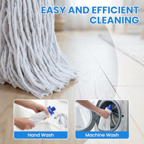 TrueYee Indoor Mop for Floor Cleaning, Lightweight Cotton Mop with 2 Washable Heads - Image 5