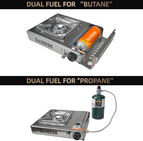 GasBRUH Propane or Butane Stove with Windblocker,Dual Fuel 10000BTU Stainless Steel Portable Camping Stove with CarryCase,Gas Stove for Camping,Tailgating,Outdoor Cooking,Emergency(Fuel not included) - Image 3