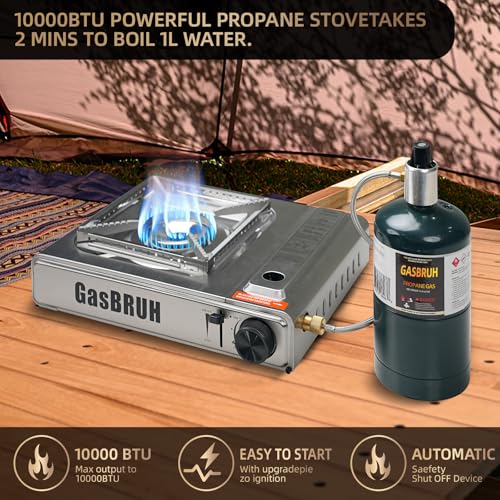 GasBRUH Propane or Butane Stove with Windblocker,Dual Fuel 10000BTU Stainless Steel Portable Camping Stove with CarryCase,Gas Stove for Camping,Tailgating,Outdoor Cooking,Emergency(Fuel not included) - Image 4