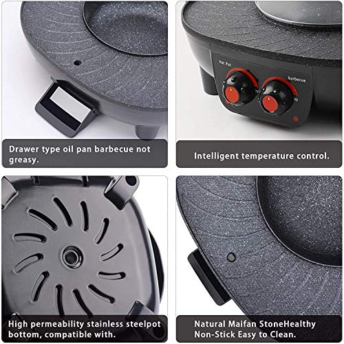 Delavala Grill Electric Grill Smokeless Grill Portable Korean BBQ Grill with Turbo Smoke Extractor Technology, Non-stick Removable Grill Plate, Tempered Glass Lid, Great for Party - Image 2