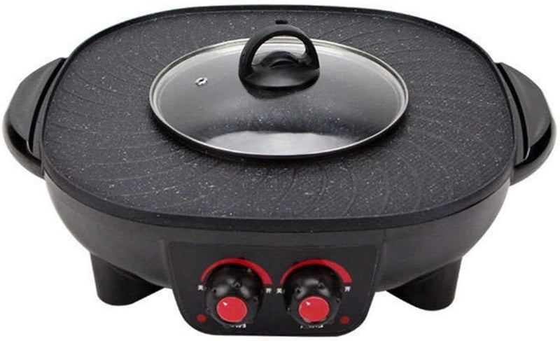 Delavala Grill Electric Grill Smokeless Grill Portable Korean BBQ Grill with Turbo Smoke Extractor Technology, Non-stick Removable Grill Plate, Tempered Glass Lid, Great for Party - Image 1