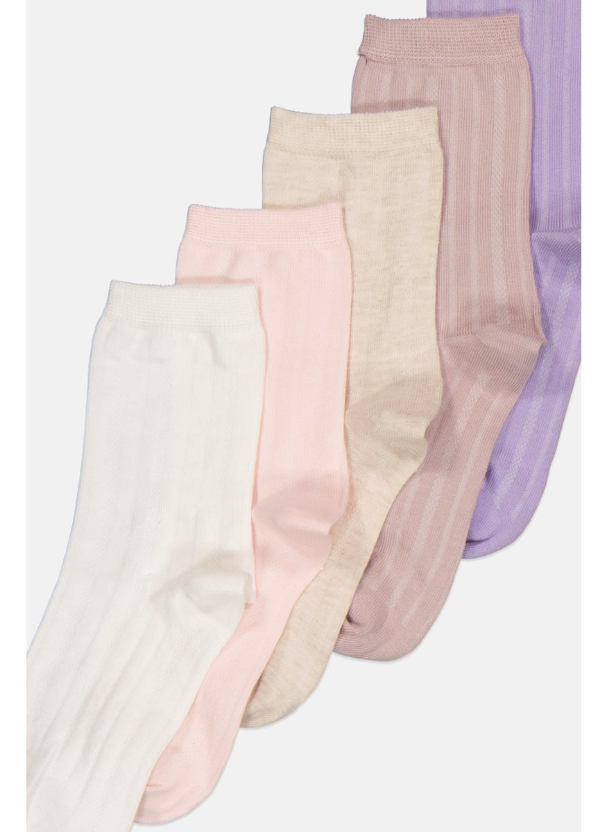 bebe - Women 5 Pairs Brand Logo Long Socks, Multicolor - Image 1