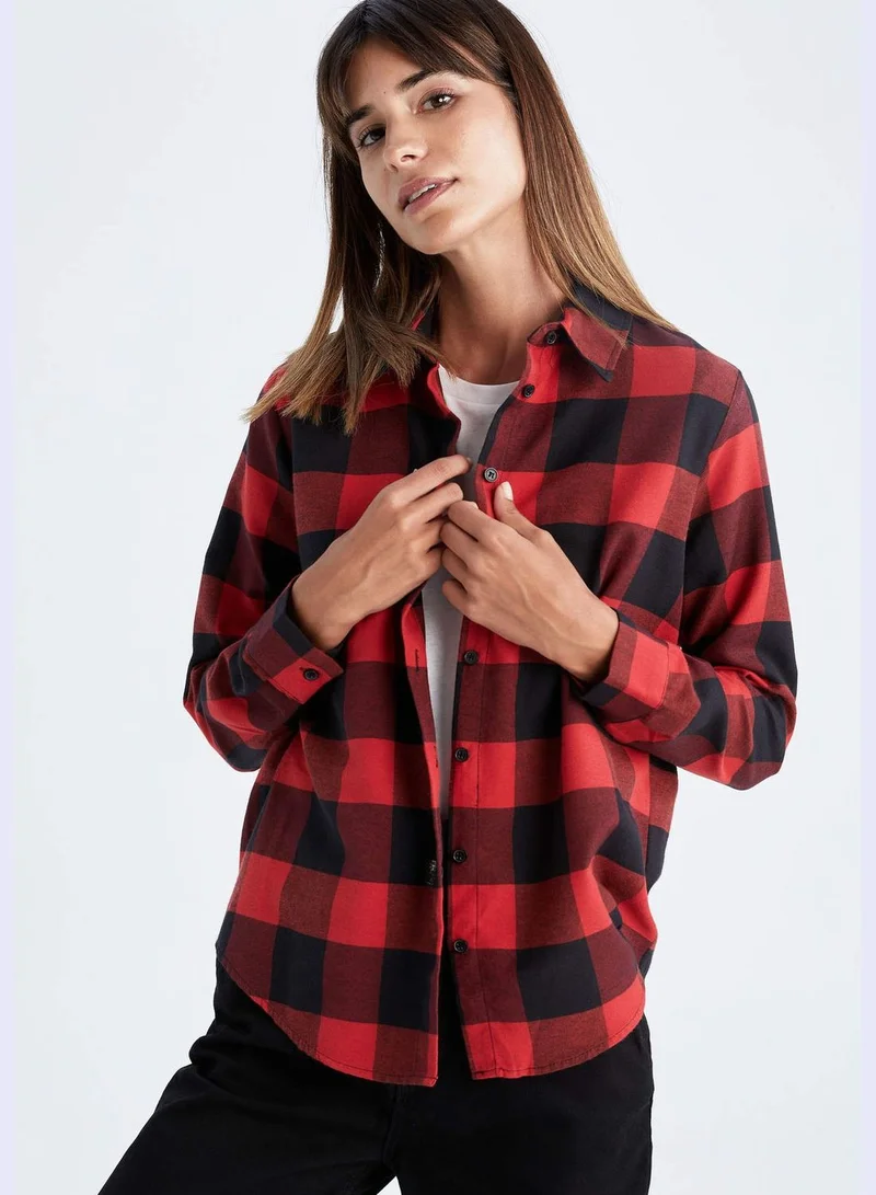 DeFacto Woman Oversize Fit Shirt Neck Woven Long Sleeve Tunic