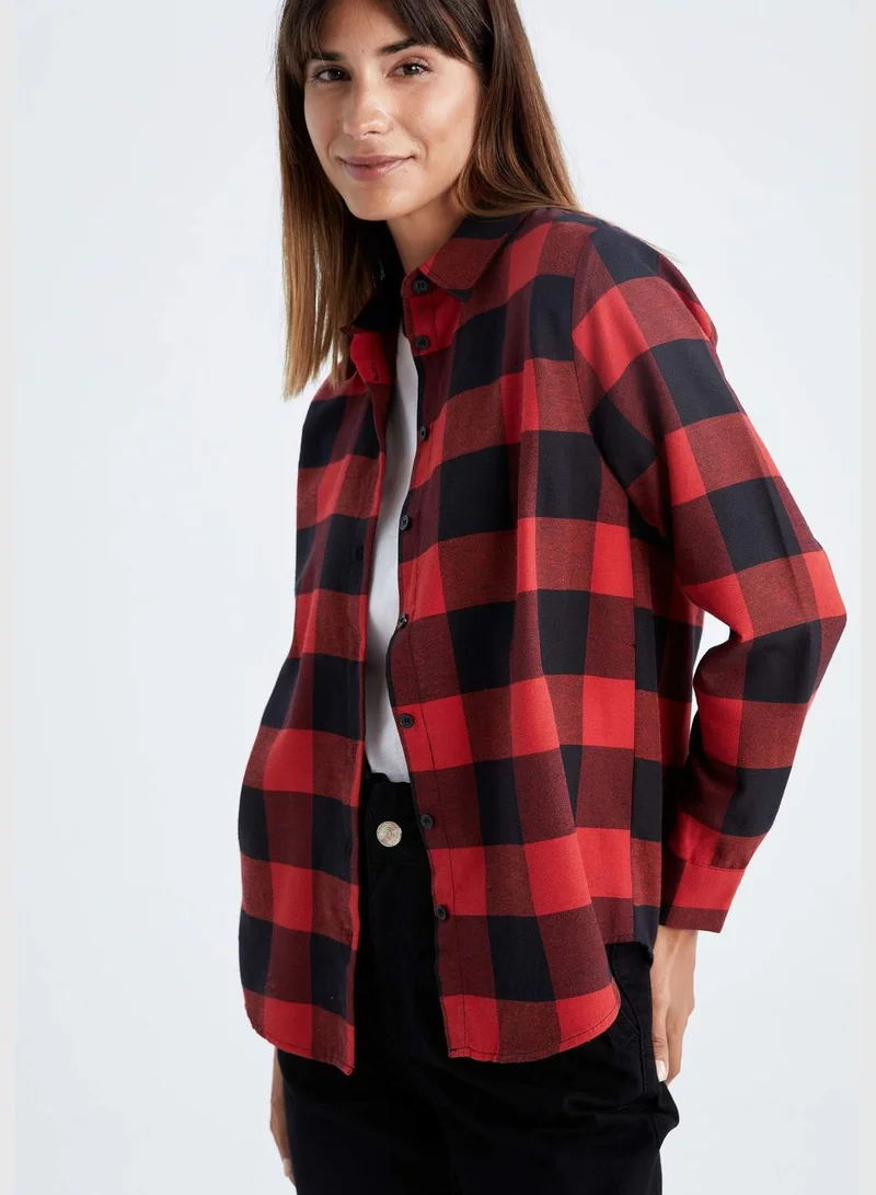 DeFacto Woman Oversize Fit Shirt Neck Woven Long Sleeve Tunic