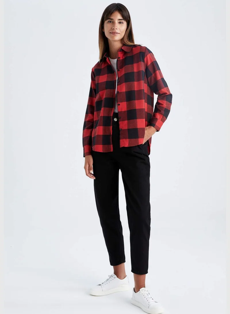 DeFacto Woman Oversize Fit Shirt Neck Woven Long Sleeve Tunic