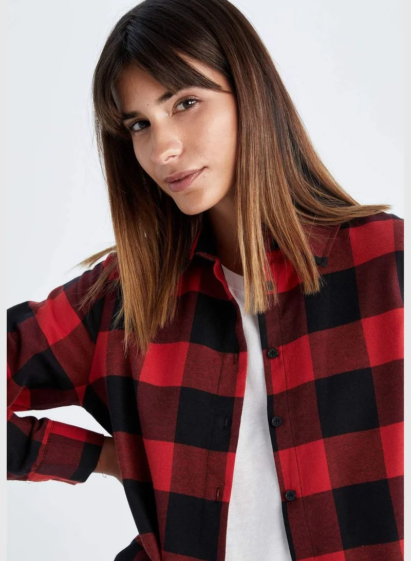 DeFacto Woman Oversize Fit Shirt Neck Woven Long Sleeve Tunic