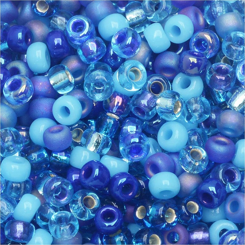 Miyuki Round Seed Beads Size 80 22g Blue Tones Mix