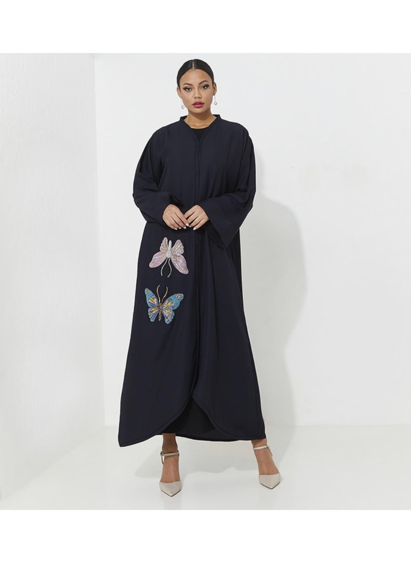 Rosette Abaya Embellished abaya with wide sleeves  - Image 1