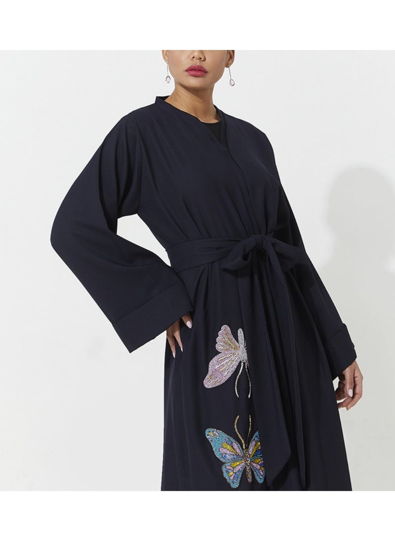 Rosette Abaya Embellished abaya with wide sleeves  - Image 4