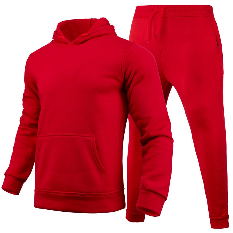 2022 Spring Autumn Winter Men'S And Women'S Casual European Code Blank Solid Color Set Fleece Loose Sweater Pants Two-Piece Set - Image 1