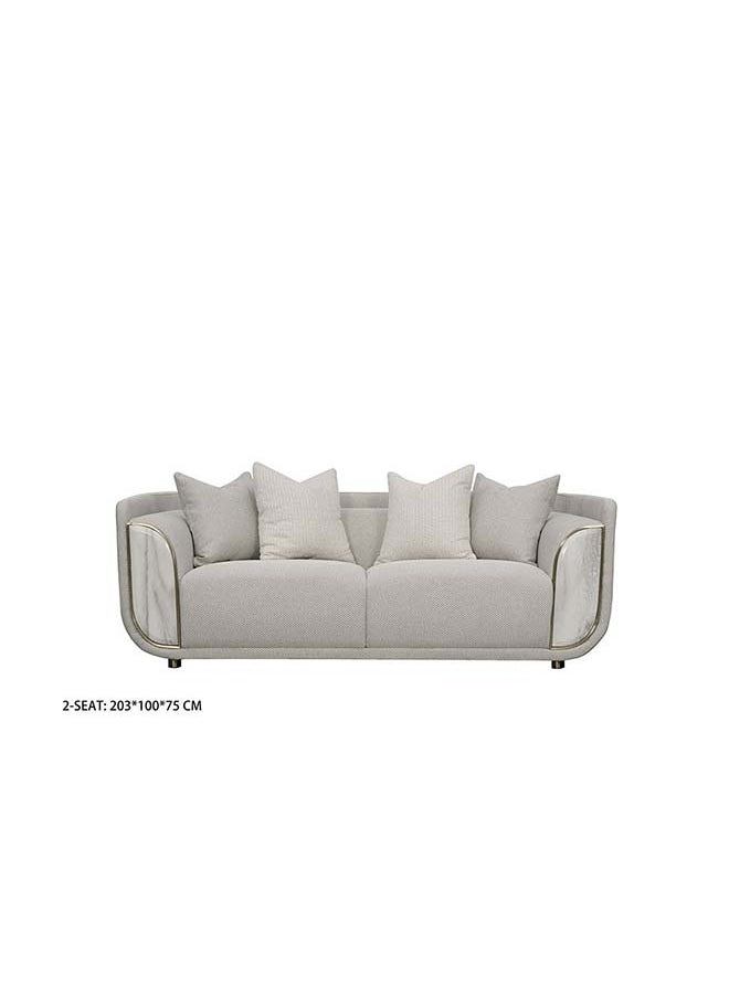 DANUBE HOME - Danube Home Trident 2 Seater Fabric Sofa  Modern Design Two Seat Sofas Comfortable Living Room Furniture L 203 x W 100 x H 75 cm  Grey / Champagne - Image 1