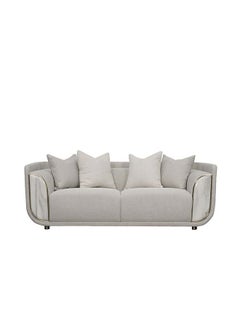 Danube Home Trident 2 Seater Fabric Sofa  Modern Design Two Seat Sofas Comfortable Living Room Furniture L 203 x W 100 x H 75 cm  Grey / Champagne