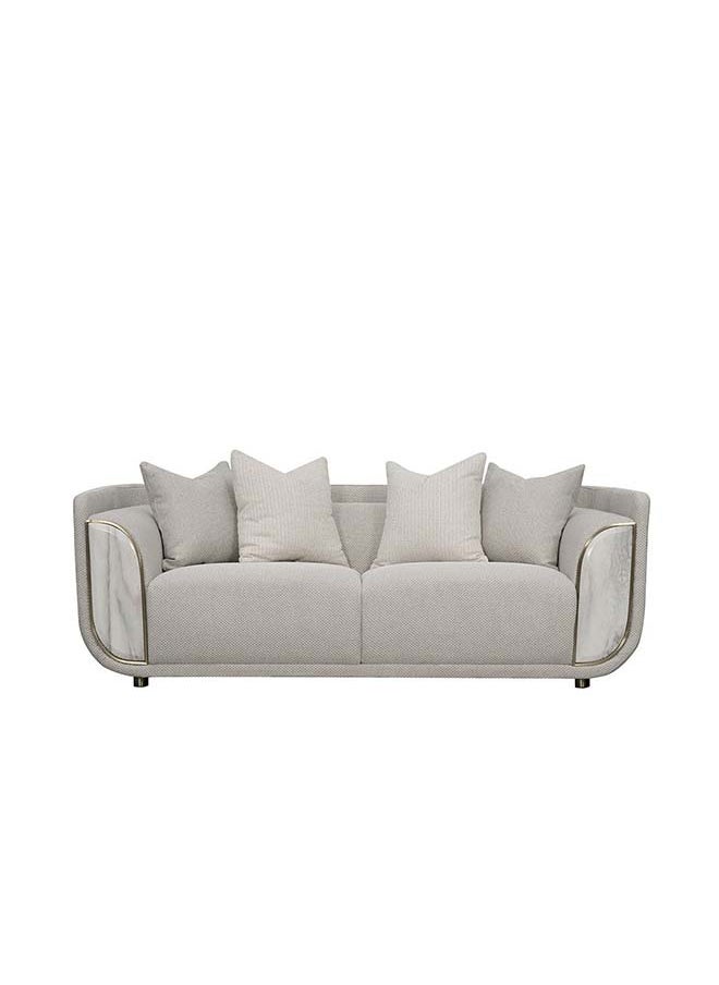 DANUBE HOME - Danube Home Trident 2 Seater Fabric Sofa  Modern Design Two Seat Sofas Comfortable Living Room Furniture L 203 x W 100 x H 75 cm  Grey / Champagne - Image 1