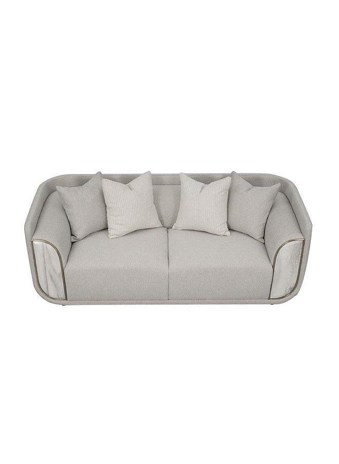 DANUBE HOME - Danube Home Trident 2 Seater Fabric Sofa  Modern Design Two Seat Sofas Comfortable Living Room Furniture L 203 x W 100 x H 75 cm  Grey / Champagne - Image 1