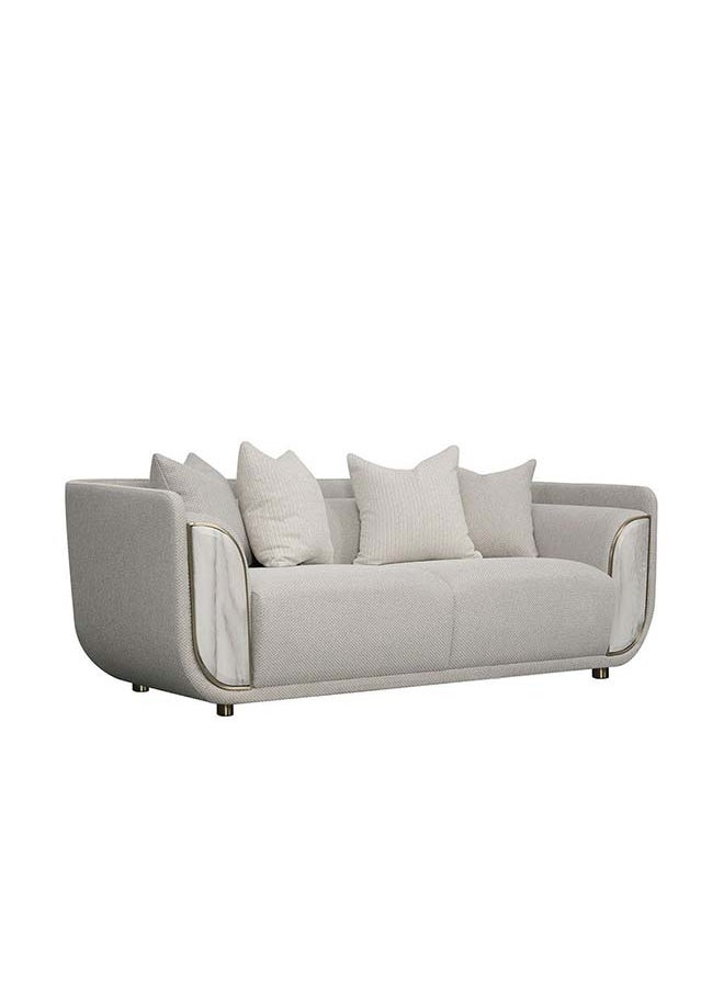 DANUBE HOME - Danube Home Trident 2 Seater Fabric Sofa  Modern Design Two Seat Sofas Comfortable Living Room Furniture L 203 x W 100 x H 75 cm  Grey / Champagne - Image 1