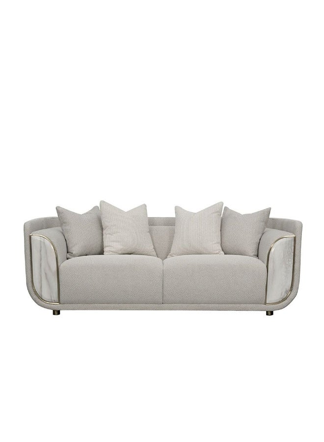 Danube Home Trident 2 Seater Fabric Sofa Modern Design Two Seat Sofas Comfortable Living Room Furniture L 203 x W 100 x H 75 cm Grey / Champagne