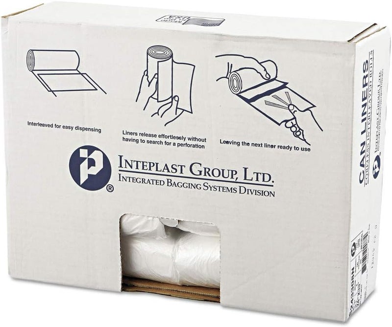 Inteplast Trash Can Liners, Light Duty - Sealed Bottom, 8 mic - Clear, 15 gal Capacity, 24 in x 33 in, 1000 Count - Image 2