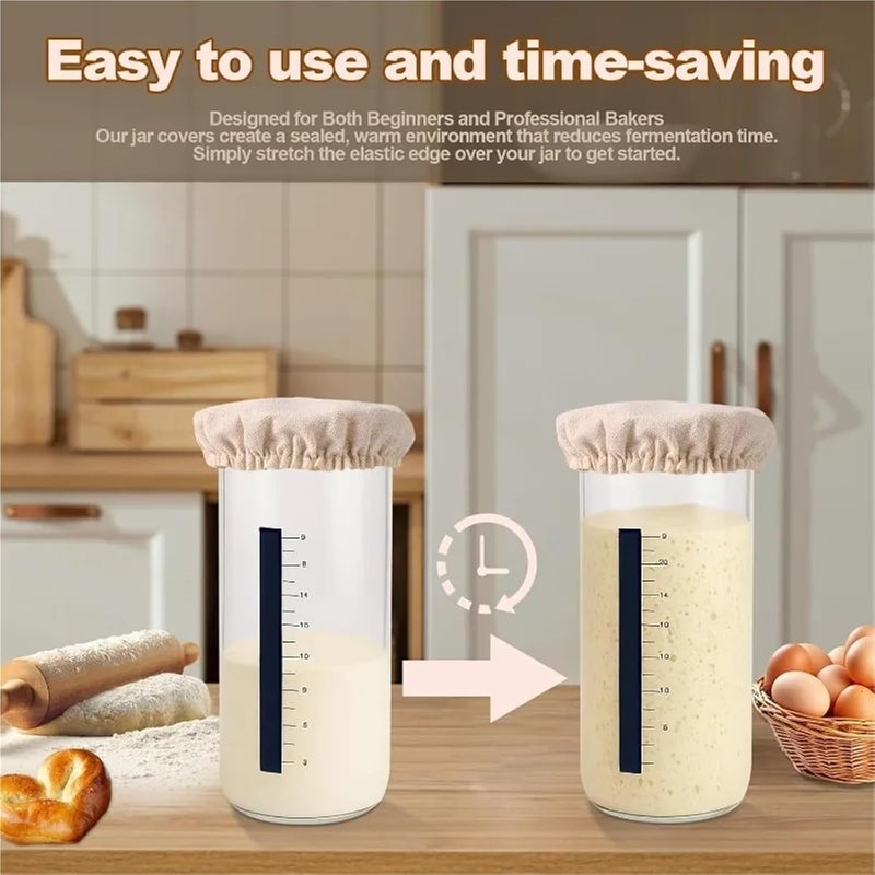 Sourdough Jar Covers 5/10PCS Elastic Cloth Covers Round Bread Proofing Cover Sourdough Starter Jars Cloth Liner Bread Fermentation Jar Covers Baking Supplies For Glass Mason Crock Baking(25cm,5PCS) - Image 5