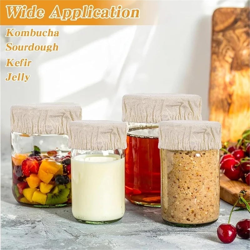 Sourdough Jar Covers 5/10PCS Elastic Cloth Covers Round Bread Proofing Cover Sourdough Starter Jars Cloth Liner Bread Fermentation Jar Covers Baking Supplies For Glass Mason Crock Baking(25cm,5PCS) - Image 4