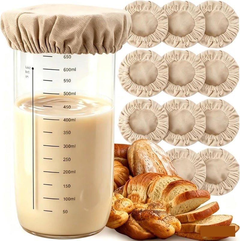 Sourdough Jar Covers 5/10PCS Elastic Cloth Covers Round Bread Proofing Cover Sourdough Starter Jars Cloth Liner Bread Fermentation Jar Covers Baking Supplies For Glass Mason Crock Baking(25cm,5PCS) - Image 1