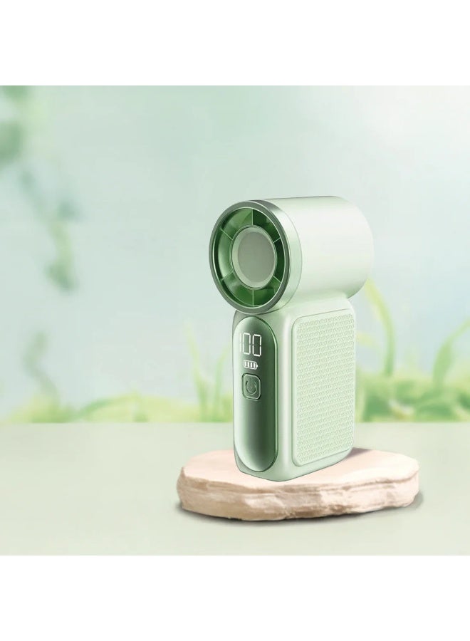 Torima مروحة توريما F-37 GREEN صغيرة محمولة - قابلة لإعادة الشحن عبر USB، تبريد هادئ عالي السرعة، زاوية قابلة للتعديل - Image 3