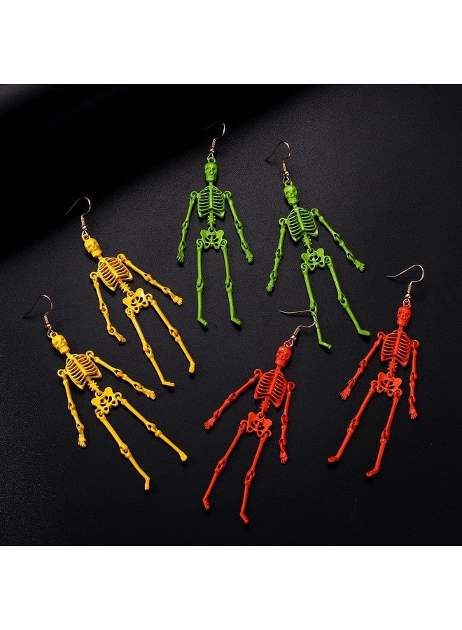 CEALXHENY Halloween Skeleton Earrings Spooky Skull Skeleton Dangle Earrings For Women Costume Dress Up Ghost Earrings (Yellow) - Image 3
