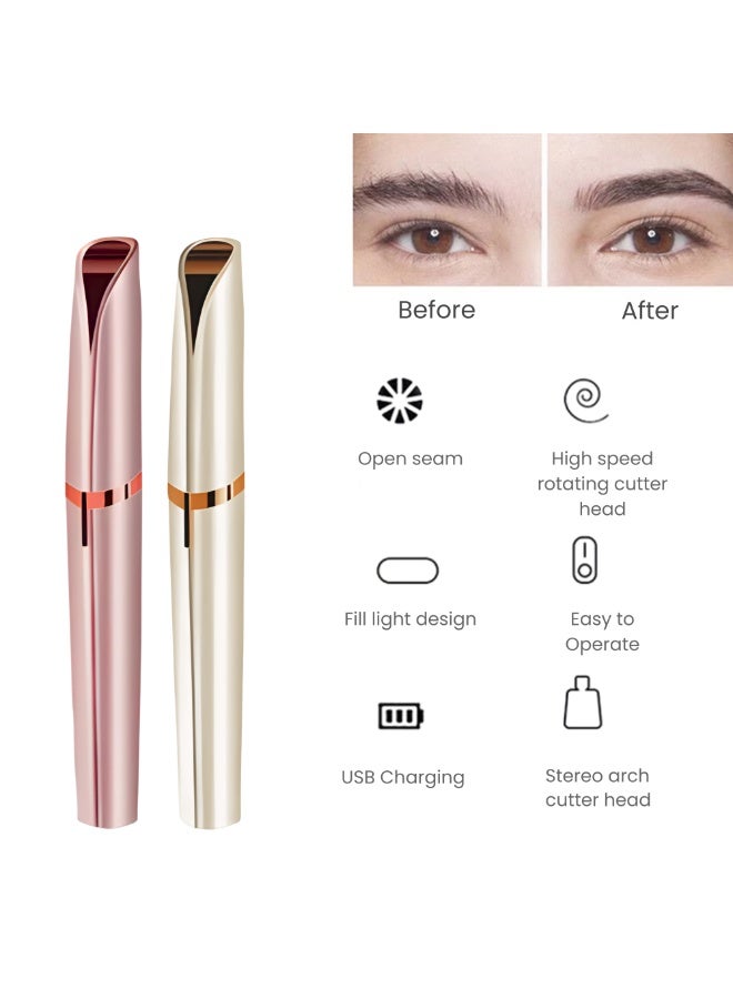 Electric Rechargeable Facial Women Hair Remover Eyebrow Trimmer Painless Precision Rechargeable Lipstick Style Trimmer with LED Light for Eyebrows Lips Nose Chin and Facial Hair Dermaplaning Tool Painless Precision Portable Razor for Face Portable USB Rechargeable Gentle Hair Removal Device for All Skin Types Hair Trimmer Travel Friendly Gift for Women - Image 3