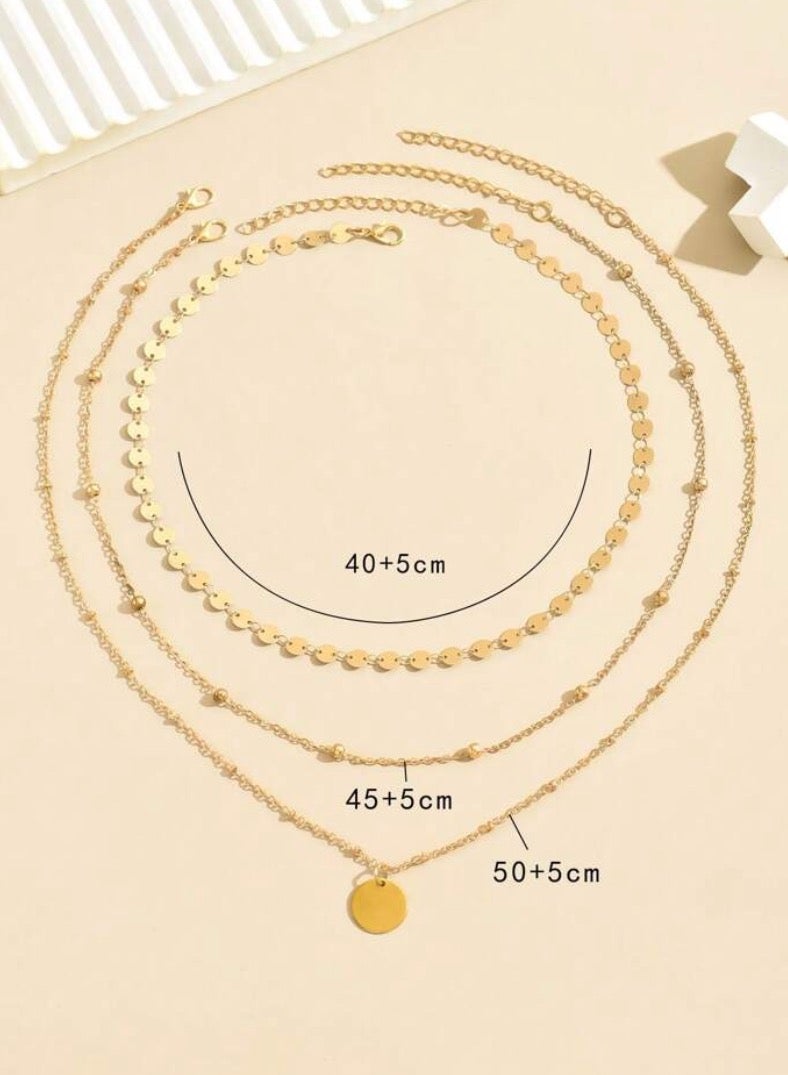 إيكوال سلسال نسائي أنيق مكون من 3 قطع مطلي باللون الذهبي - Image 2