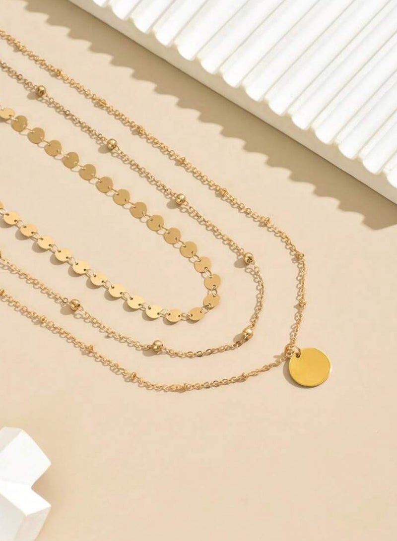 إيكوال سلسال نسائي أنيق مكون من 3 قطع مطلي باللون الذهبي - Image 3