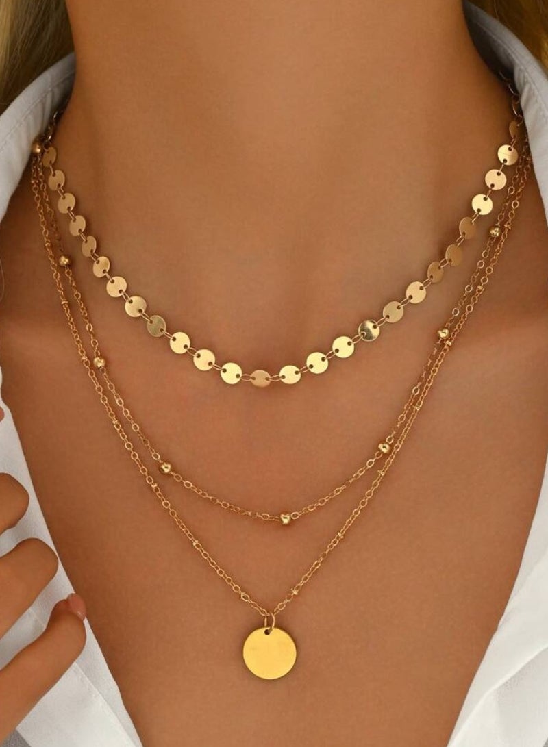 إيكوال سلسال نسائي أنيق مكون من 3 قطع مطلي باللون الذهبي - Image 4