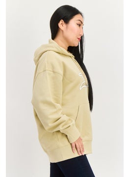 ESPRIT Women Brand Logo Long Sleeves Hoodie, Beige  - Image 3