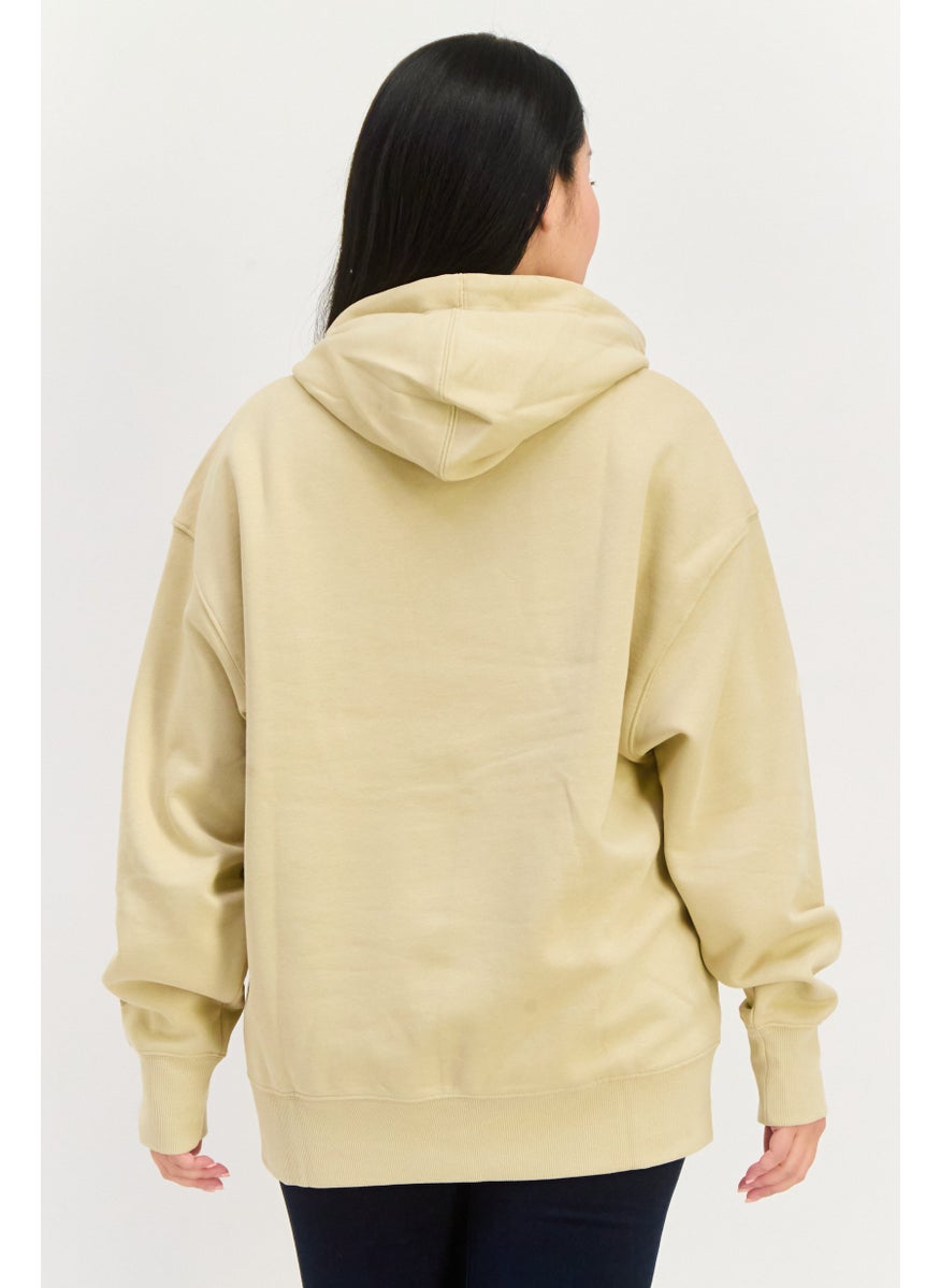ESPRIT Women Brand Logo Long Sleeves Hoodie, Beige  - Image 4