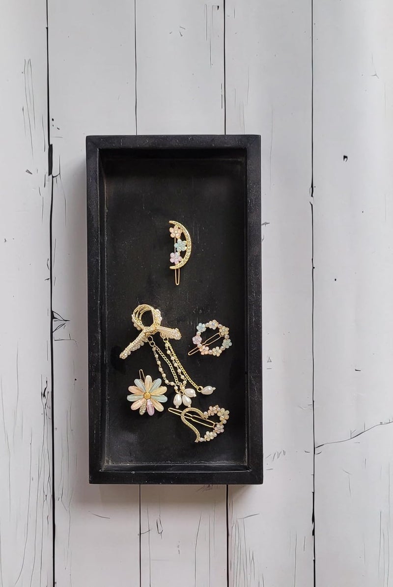 RM Marble Tray Rectangle Shape Black Marble with Brass Lining Tray for Bathroom Living Room Kitchen Serving Dining Table Jewellery Candle Perfume Cosmetic Organizer Vanity Platter - Image 4