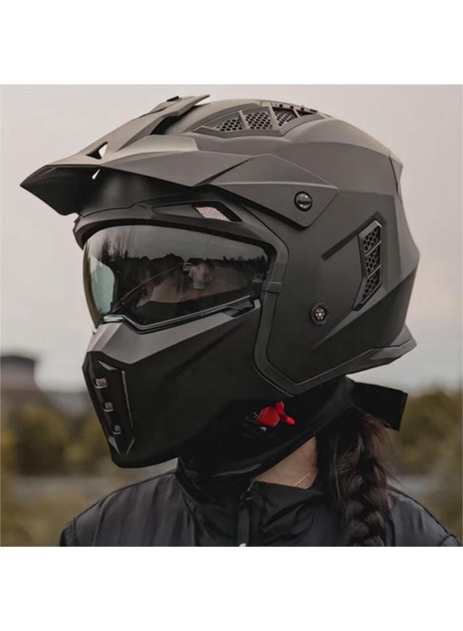 Ilm Motorcycle Full Face Helmet 3c Certified Three-quarter Helmet Piano Black L (56-57cm) - Image 3