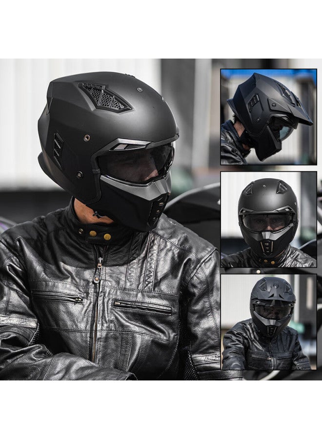 Ilm Motorcycle Full Face Helmet 3c Certified Three-quarter Helmet Piano Black L (56-57cm) - Image 1