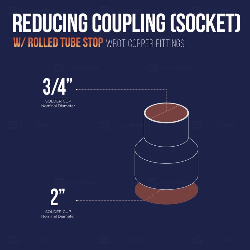 Supply Giant DDSD2001 Reducing Copper Coupling With Sweat Sockets And With Rolled Tube Stop, 2 X 3/4 Inch - Image 4