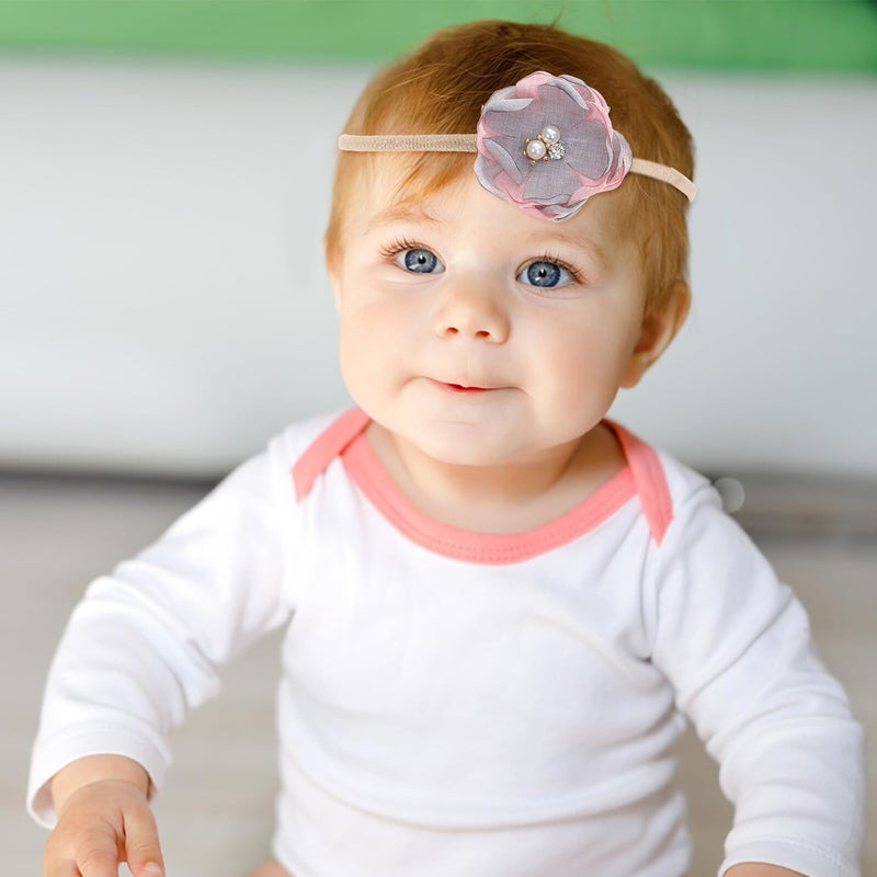 10Pcs Soft Elastic Flower Headbands Set For Newborn Baby Photography Props Random Color - Image 5