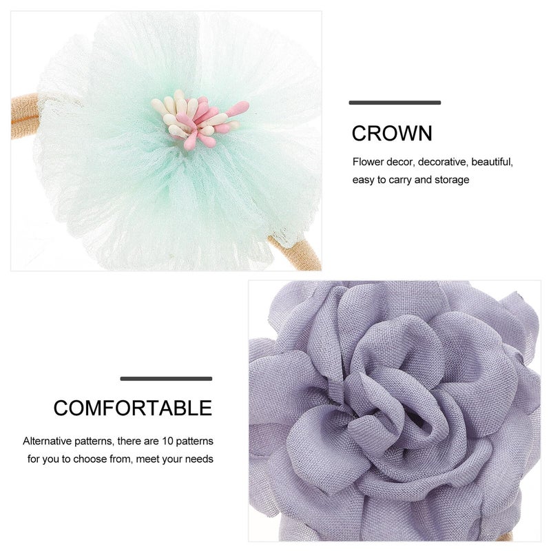 10Pcs Soft Elastic Flower Headbands Set For Newborn Baby Photography Props Random Color - Image 4