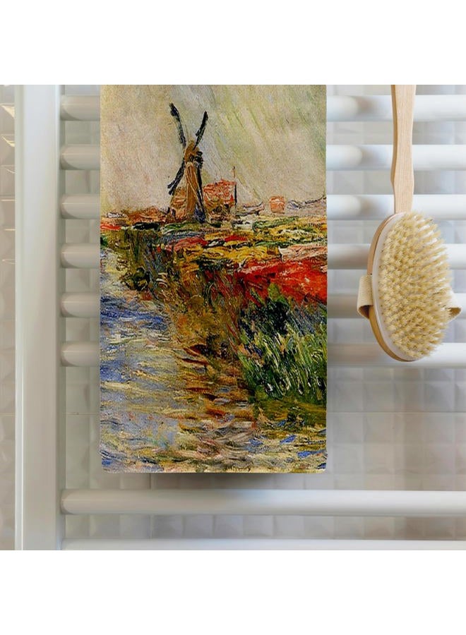 3DROSE 3D Rose Picture of Monet's Painting Tulip Fields in Holland Hand/Sports Towel, 15 x 22 - Image 2