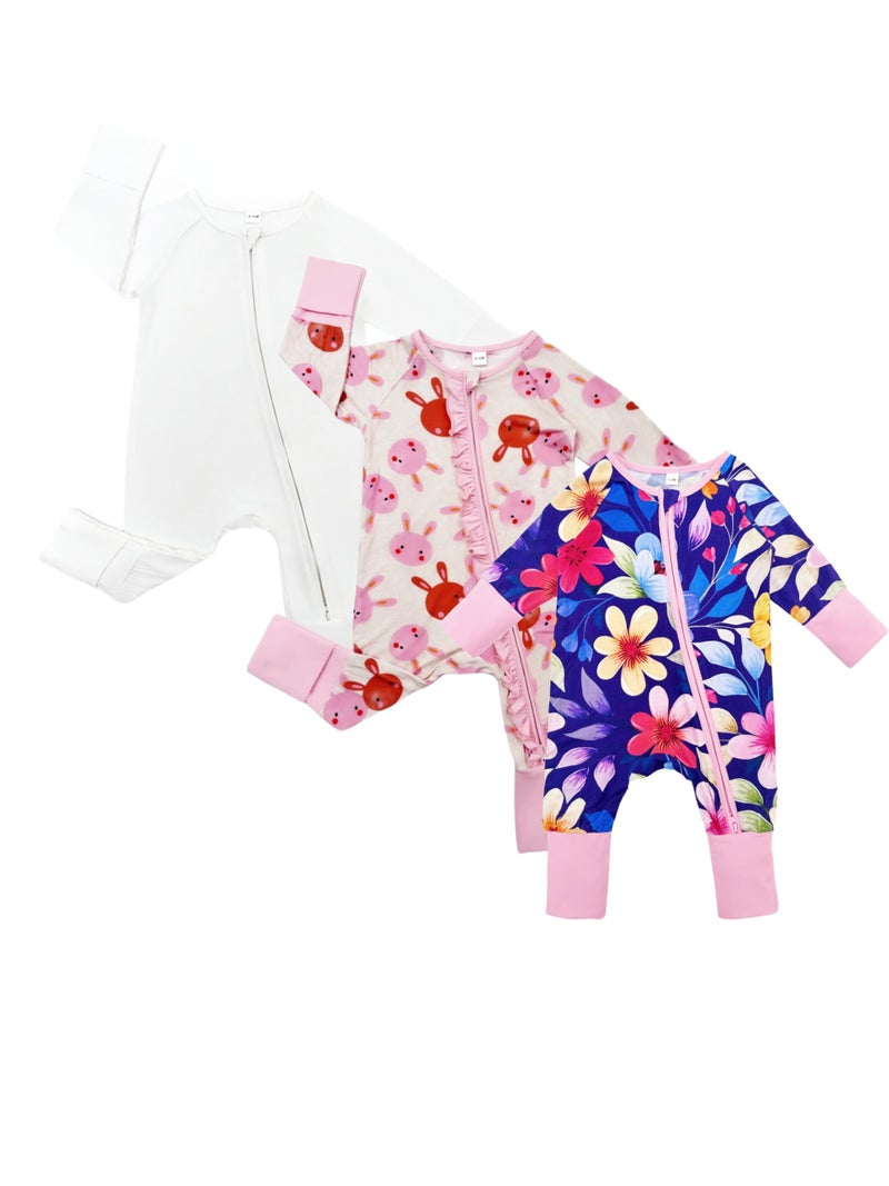 Bow Dream Infant Boys Girls Clothes Newborn Bamboo Rayon Baby girl Romper baby boy Bodysuit Jumpsuit White Rabbit Flowers 18-24 Months - Image 1