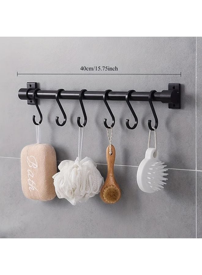 Wall Mounted Metal Kitchen Utensil Rack With Hooks 1pc Space Saving Organizer - Image 4