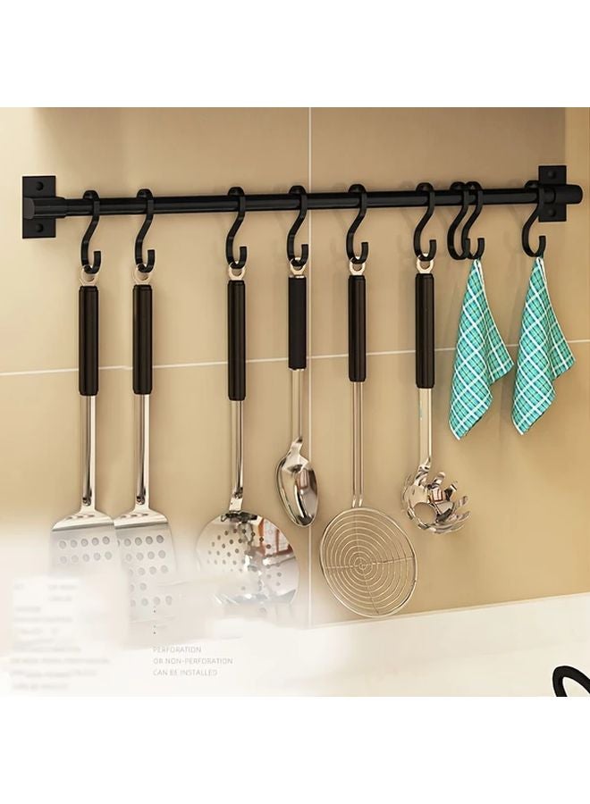 Wall Mounted Metal Kitchen Utensil Rack With Hooks 1pc Space Saving Organizer - Image 5