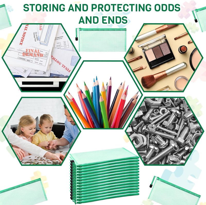 Handepo 100 Pack Mesh Zipper Pouch Pencil Pouches Bulk Clear Storage Bag Small Waterproof Purse Bag Multipurpose for Cash Board Game Passport Office(A6/9.45x4.53in,Green) - Image 4