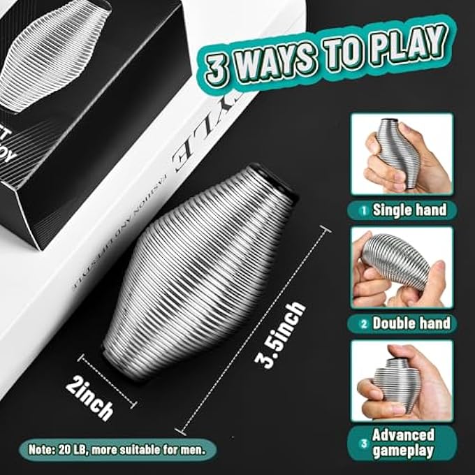 CHESLICR Metal Fidget Spring Toy, 15LB Stainless Steel Stress Ball, Quiet Anxiety Relief Item, Silver, Adult, Focus, Office Desk Toy - Image 4