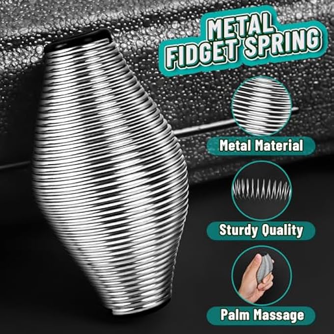 CHESLICR Metal Fidget Spring Toy, 15LB Stainless Steel Stress Ball, Quiet Anxiety Relief Item, Silver, Adult, Focus, Office Desk Toy - Image 2