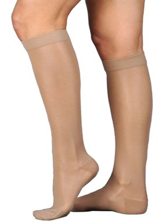 Juzo Naturally Sheer, 2101 Knee-High, 20-30 mmHg, Open Toe Compression Stocking, Short, 2 (II), Beige